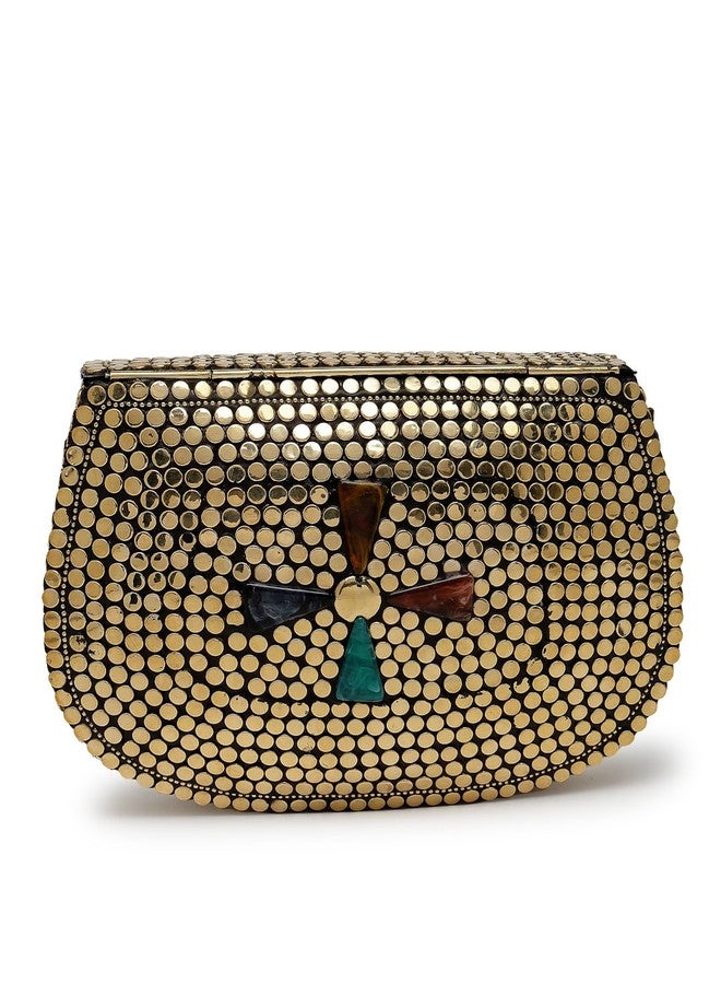 Anekaant Mosaic Gold & Multi Mosaic Embellished Metal Clutch - Image 5